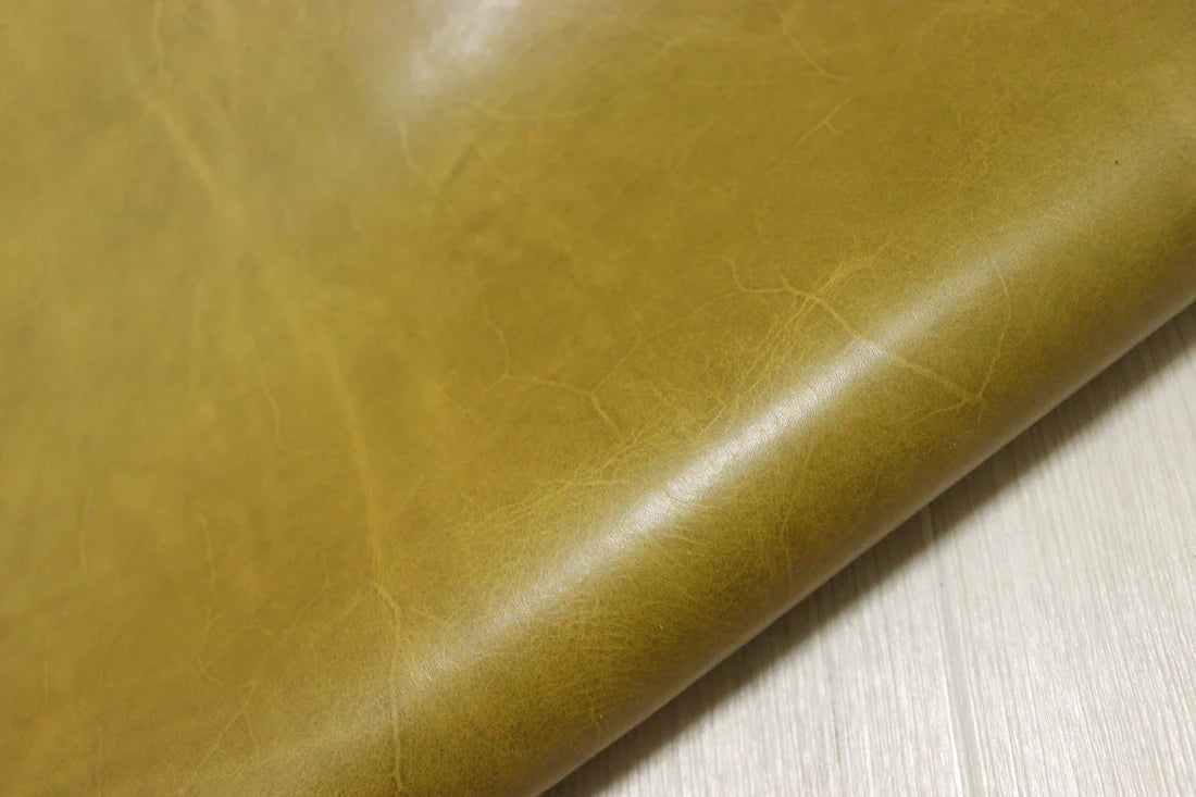 ds50円!イタリアンレザー オイルヌメ プルアップ加工 イエローブラウン 200ds