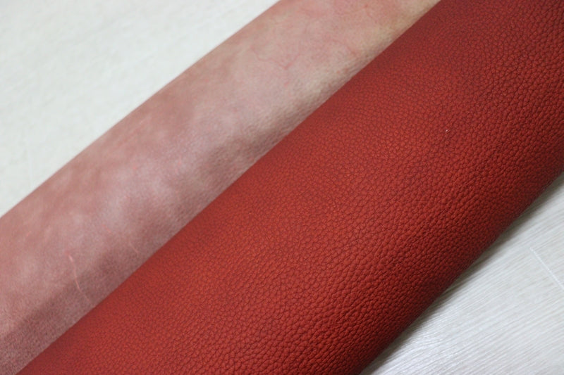 ds20円！[レッド]新入荷 国産 牛革 姫路レザー ヌメ革 シボ型