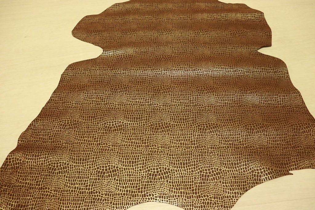 ds32円！[ブラウン]新入荷！国産 ヤギ革 プリント キリン柄 52ds