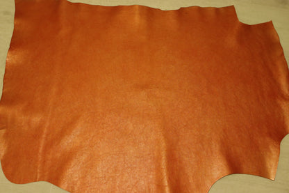 ds72円！イタリアンレザー　ショルダー　メタリックオレンジ　シボ型押し　119ds