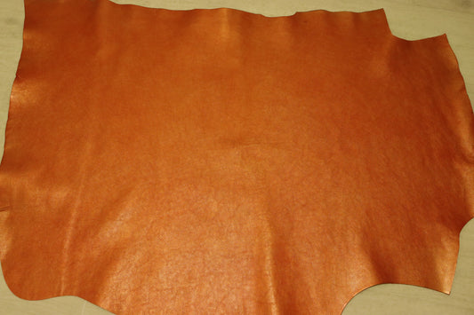 ds72円！イタリアンレザー　ショルダー　メタリックオレンジ　シボ型押し　119ds