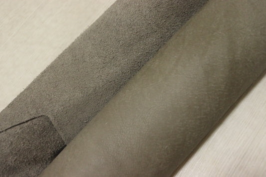 ds25円！イタリアンレザー 　モカグレー　吟すり加工　ハギレ　216ds