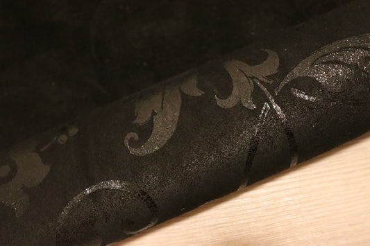 ds28円！新入荷！イタリアンレザー　ベロアプリント　ブラック　90ds