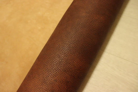 ブラウン 113ds ヌメ革 豚革 国産 レザー エレファント型押し 半裁 一枚革 レザー 本革 本皮 DIY 半裁