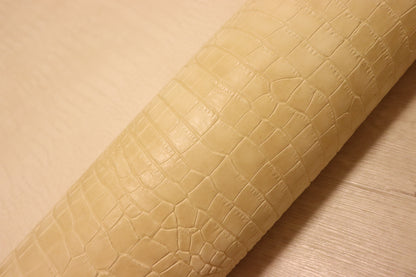 ds70円！イタリアンレザー　ショルダー　クロコ型押し　アンチック加工　クリーム　130ds