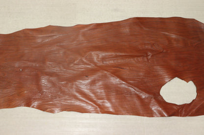 ds28円！訳あり　絞り加工　オレンジキャメル　アニリン仕上げ　ヌメ革　72ds