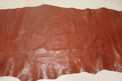 ds28円！訳あり　絞り加工　オレンジキャメル　アニリン仕上げ　ヌメ革　176ds