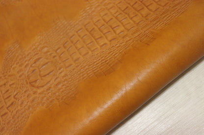 ds70円！イタリアンレザー　ショルダー　ヌメ革　背ワニ型押し　キャメル　147ds