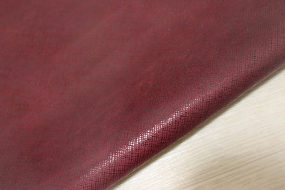 ds25円！新入荷！豚革　ワインレッド　チェックプリント　120ds