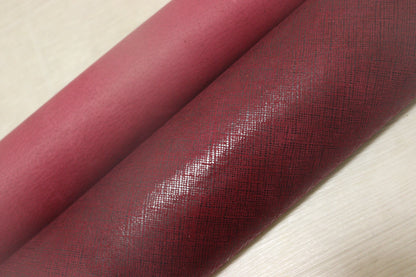 ds25円！新入荷！豚革　ワインレッド　チェックプリント　120ds
