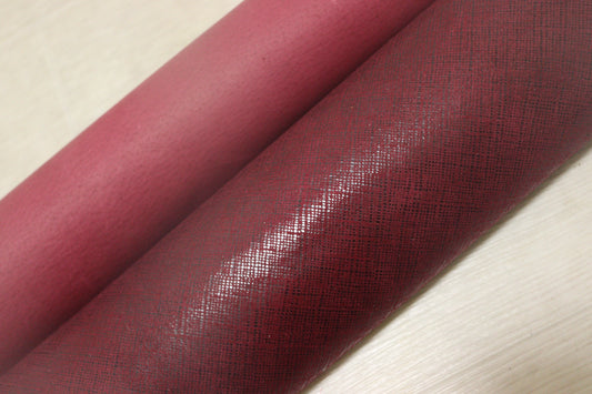 ds25円！新入荷！豚革　ワインレッド　チェックプリント　120ds