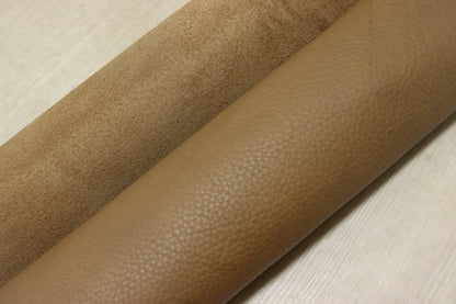 ds30円！新入荷！イタリアンレザー　もちもち　ブラウン　厚手シュリンク加工　253ds