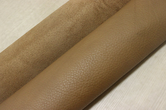 ds30円！新入荷！イタリアンレザー　もちもち　ブラウン　厚手シュリンク加工　253ds