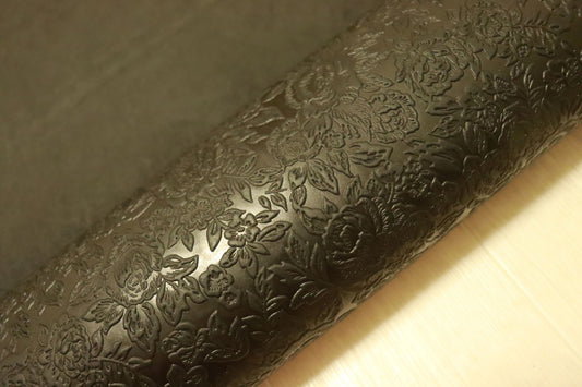 ds75円！新入荷！上質ローゼ型押し　ショルダー　ブラック　ヌメ革　154ds