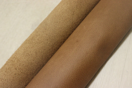 ds30円！新入荷！イタリアンレザー　もちもち　ナチュラルブラウン　シュリンク加工　283ds