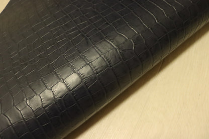 ds28円！新入荷！顔料仕上げ　イタリアンクロコ型押し　ネイビー　240ds