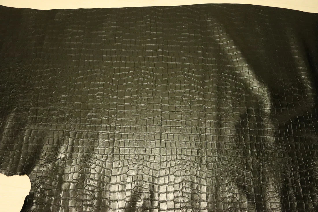 ds30円！新入荷！顔料仕上げ　クロコ型押し　ブラック　259ds