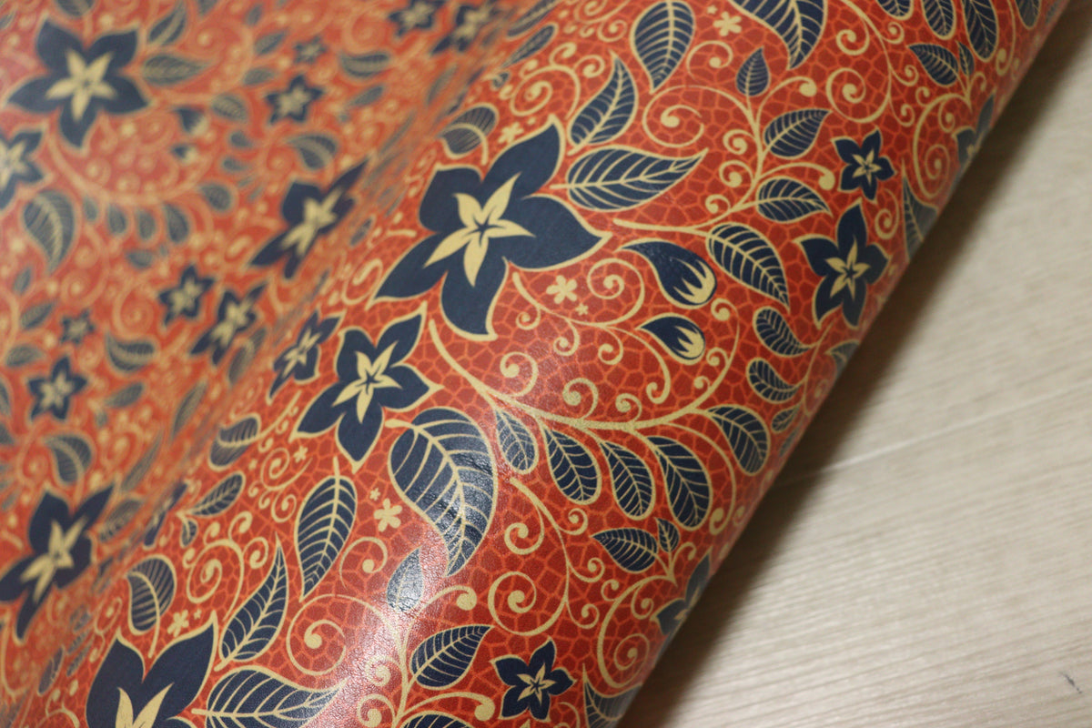 ds75円！イタリアンレザー　極厚オイルヌメ 　花柄プリント　128ds