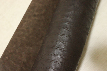 ds75円！イタリアンレザー　オイルヌメ　ショルダー　ダークブラウン　エンボス加工　100ds