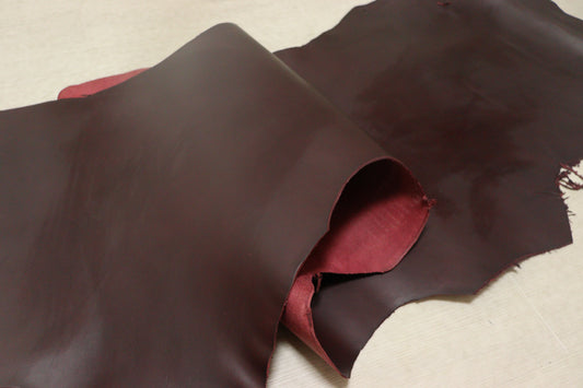 ds50円！イタリアンレザー　ピットなめし　ベリー　バーガンディ　オイルヌメ　86ds