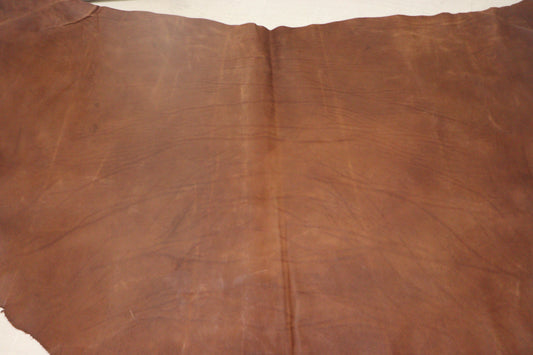 ds75円！イタリアンレザー 　Wショルダー　染料仕上げ　オイルヌメ　ヘンナブラウン　205ds