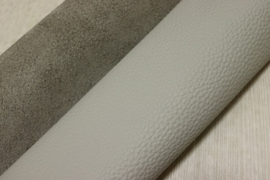 ds28円！新入荷！イタリアンレザー　アッシュグレー　厚手モチモチ　シュリンク加工　337ds