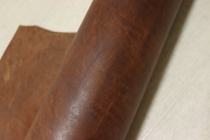 ds80円！イタリアンレザー 　極厚オイルヌメ　ショルダー　アンバーブラウン　60ds