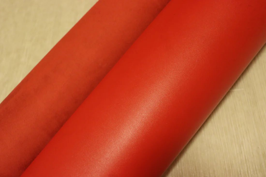 ds30円！新入荷！やや訳あり　バッファロー　スムース加工　ヌメ革　レッド　184ds