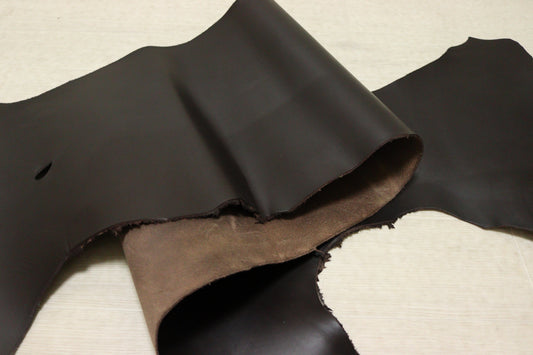 ds50円！イタリアンレザー　ピットなめし　ダークブラウン　ベリー　ヌメ革　83ds