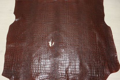 ds65円！イタリアンレザー　ショルダー　クロコ型押し　157ds　チョコブラウン