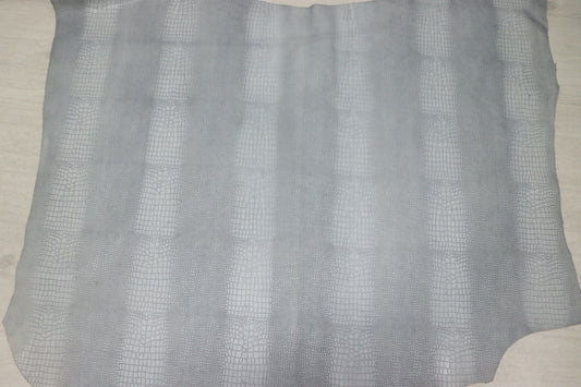 ds70円！イタリアンレザー　ショルダー　クロコ型押し　アイスグレー　158ds