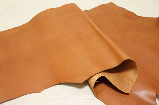 ds50円！イタリアンレザー　ピットなめし　キャメル　スムース加工　ベリー　ヌメ革　85ds