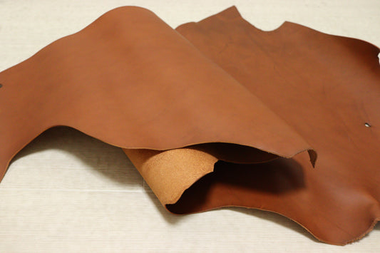 ds50円！イタリアンレザー　ピットなめし　キャメルブラウン　スムース加工　ベリー　ヌメ革　80ds