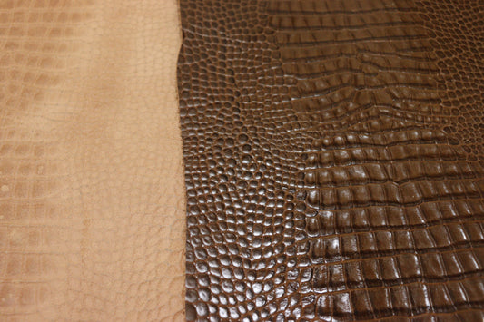 ds70円！イタリアンレザー　ショルダー　クロコ型押し　コーヒーブラウン　135ds