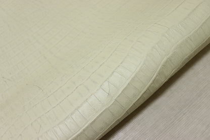 ds65円！イタリアンレザー　ショルダー　クロコ型押し　アイボリー　127ds