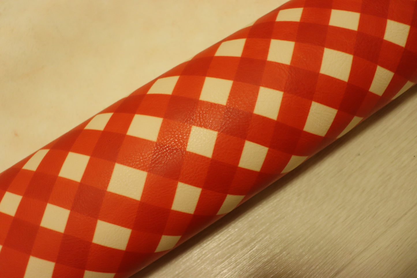 ds35円！新入荷！チェックプリント　オレンジレッド　118ds