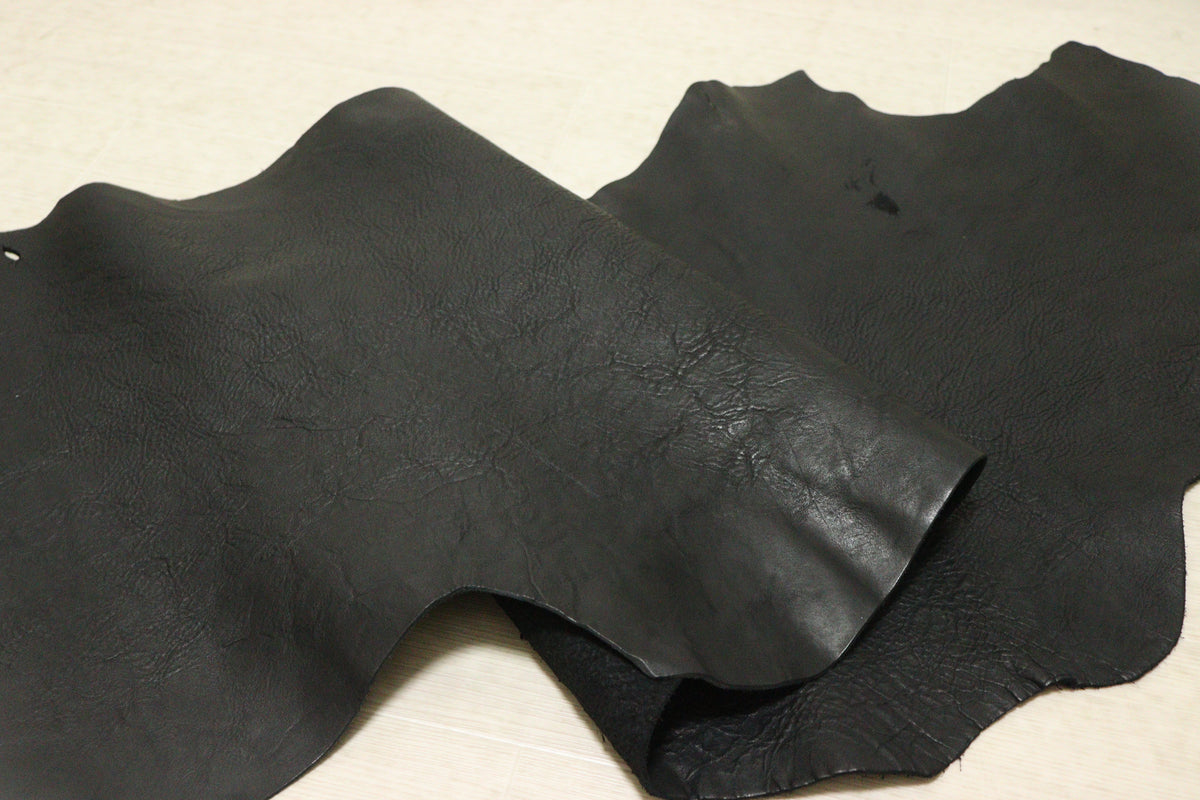 ds48円！イタリアンレザー　ベリー　ダコタシュリンク加工　ブラック　70ds