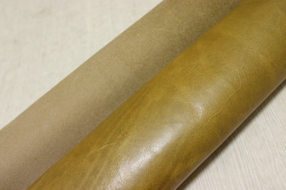 ds50円！イタリアンレザー　オイルヌメ 　プルアップ加工　イエローブラウン　200ds