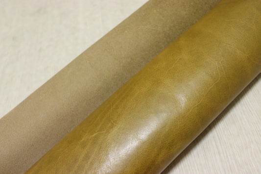ds50円！イタリアンレザー　オイルヌメ 　プルアップ加工　イエローブラウン　200ds