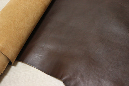 ds50円！イタリアンレザー　オイルヌメ　ダークブラウン　スムース加工　200ds