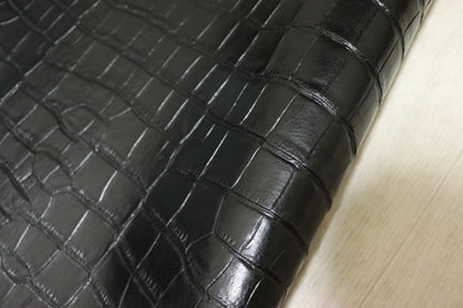 ds28円！新入荷！顔料仕上げ　クロコ型押し　ブラック　254ds