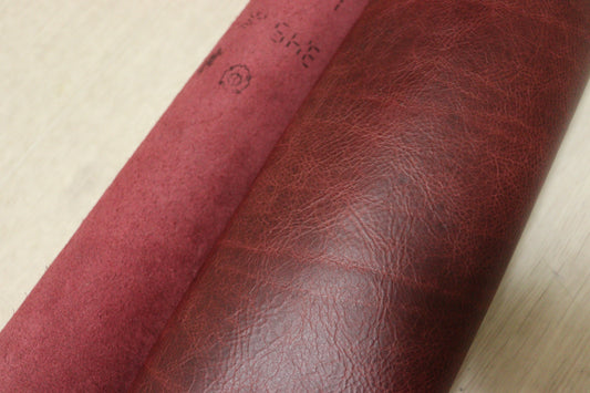 ds30円！新入荷！イタリアンレザー　コンビヌメ　オイルプルアップ加工　ワインレッド　177ds