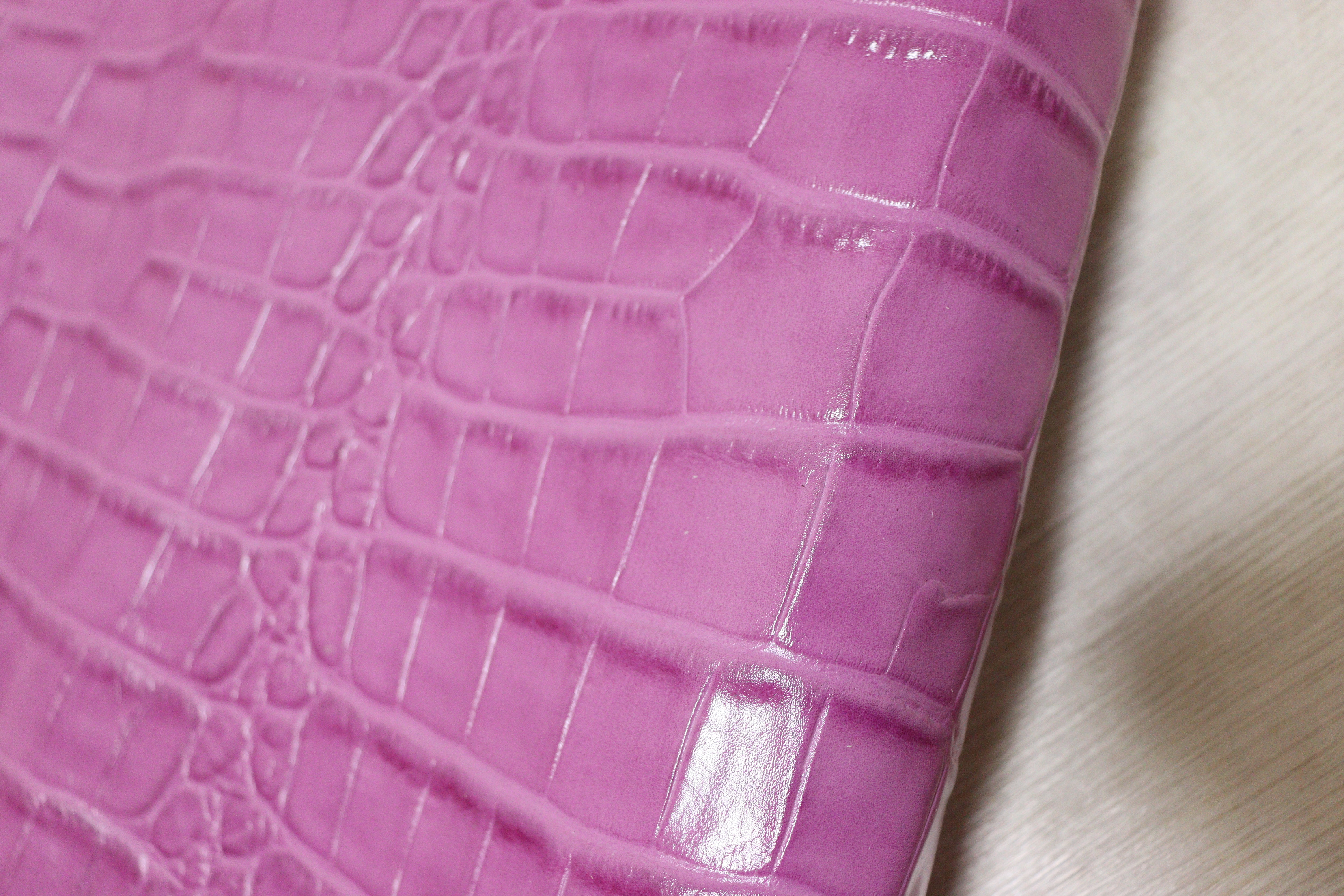 ds30円！新入荷！顔料仕上げ クロコ型押し パープルピンク 114ds
