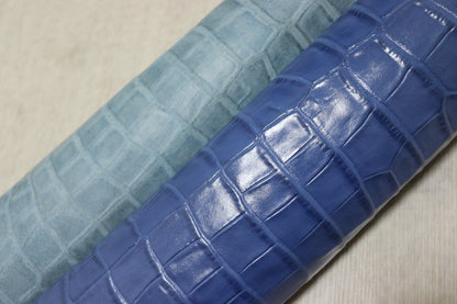 ds30円！新入荷！顔料仕上げ　クロコ型押し　ブルー　125ds