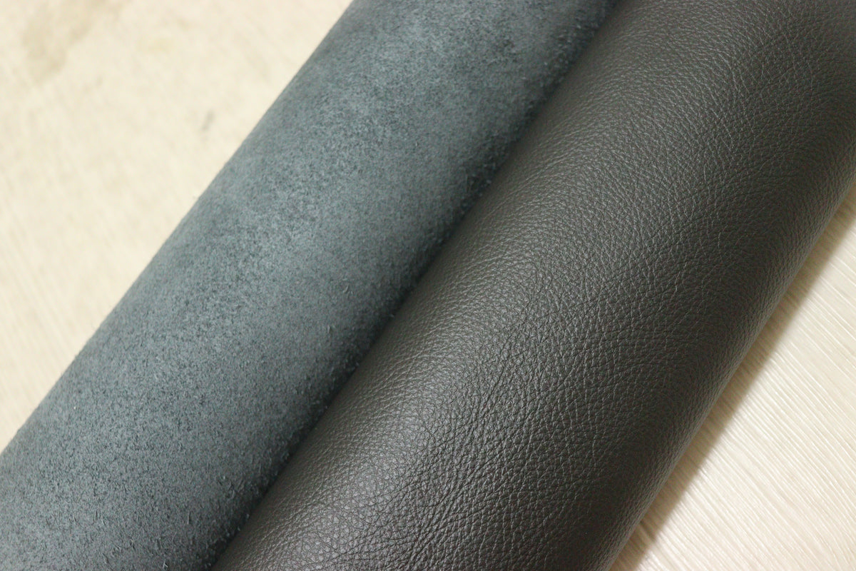 ds28円！新入荷！イタリアンレザー　シュリンク加工　ダークグレー　257ds