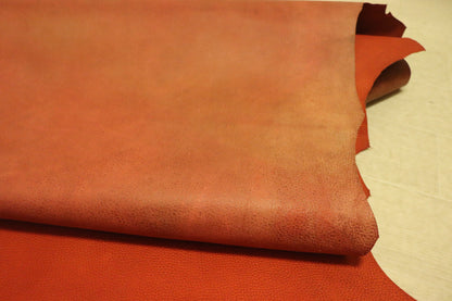 ds22円！ 新入荷！訳あり　姫路レザー レッドブラウン シボ型押し ヌメ革 230ds