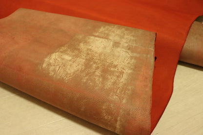 ds22円！ 新入荷！訳あり　姫路レザー レッドブラウン シボ型押し ヌメ革 230ds