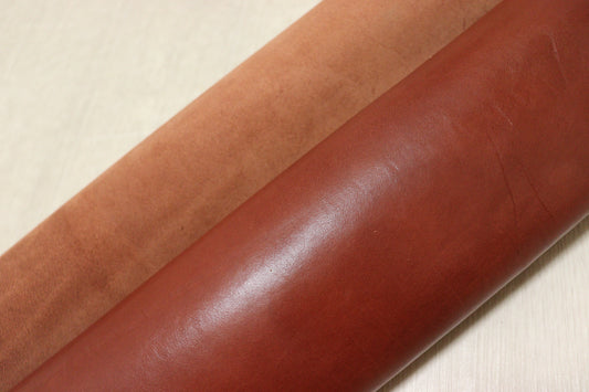 ds45円！イタリアンレザー　レッドブラウン　スムース加工　ヌメ革　200ds