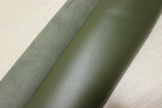 ds50円！イタリアンレザー　抹茶グリーン系　スムース加工　ヌメ革　180ds