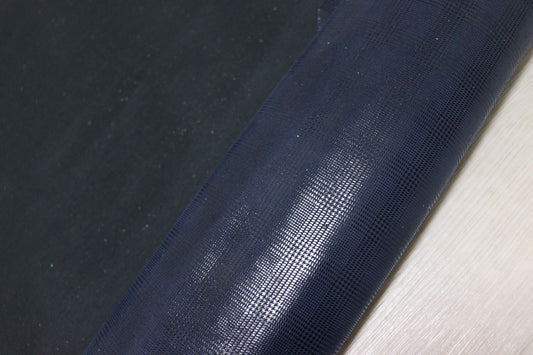 ds25円！新入荷！裏地貼り　チェック柄　ネイビー　豚革　132ds